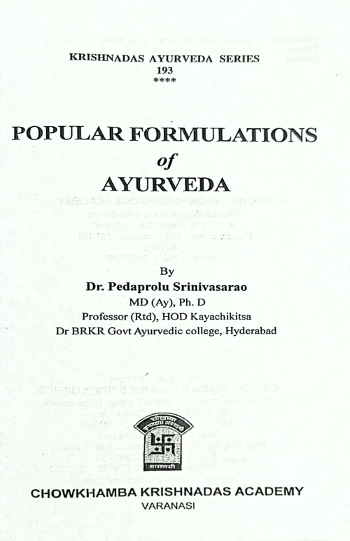 Popular Formulations Of Ayurveda (KAS 193)